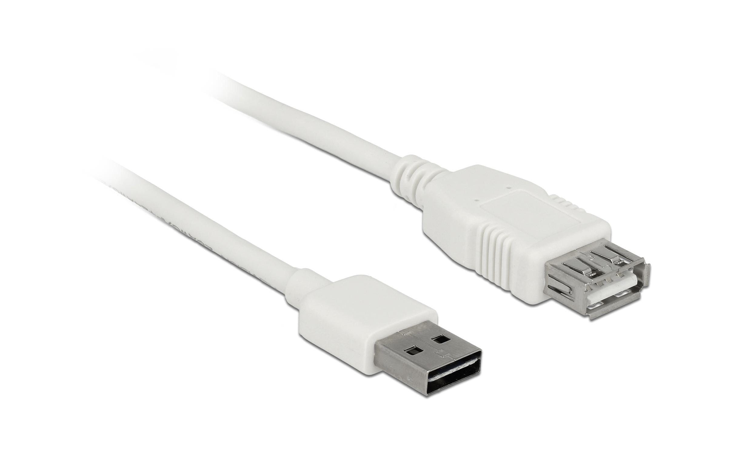 USB2.0-Verlängerungskabel Easy, 1m, weiss A Stecker beidseitig einsteckbar