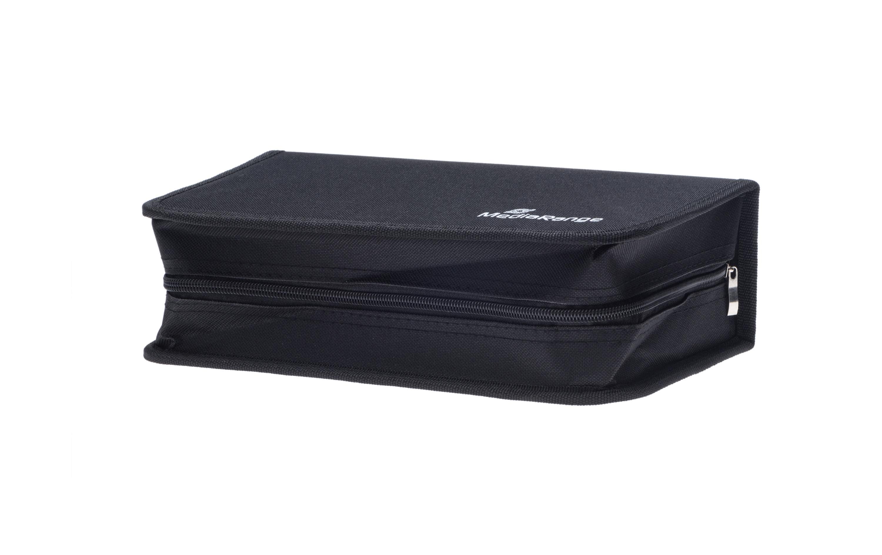 Mediarange CD-Tasche für 96 CDs, schwarz robuster Reissverschluss, Tragschlaufe
