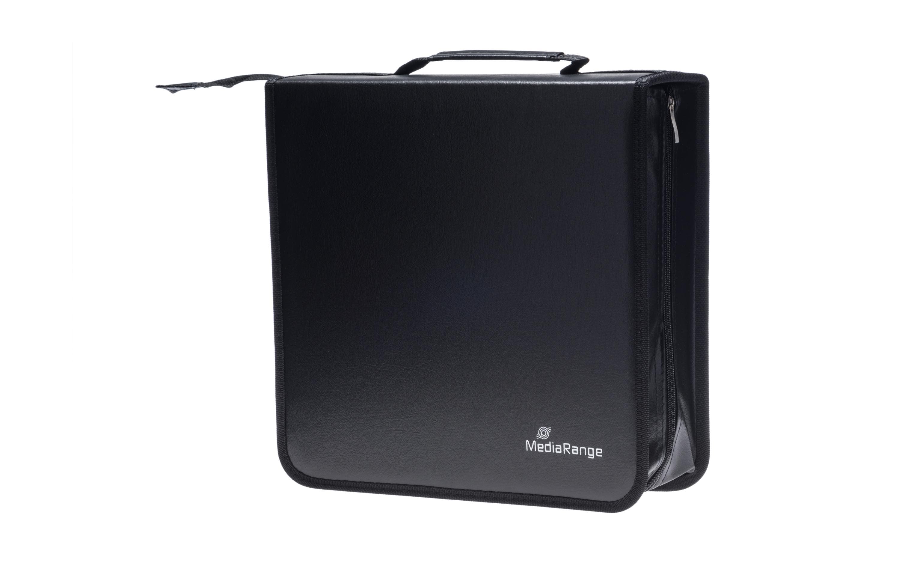 Mediarange CD-Tasche für 400 CDs, schwarz robuster Reissverschluss, Tragschlaufe