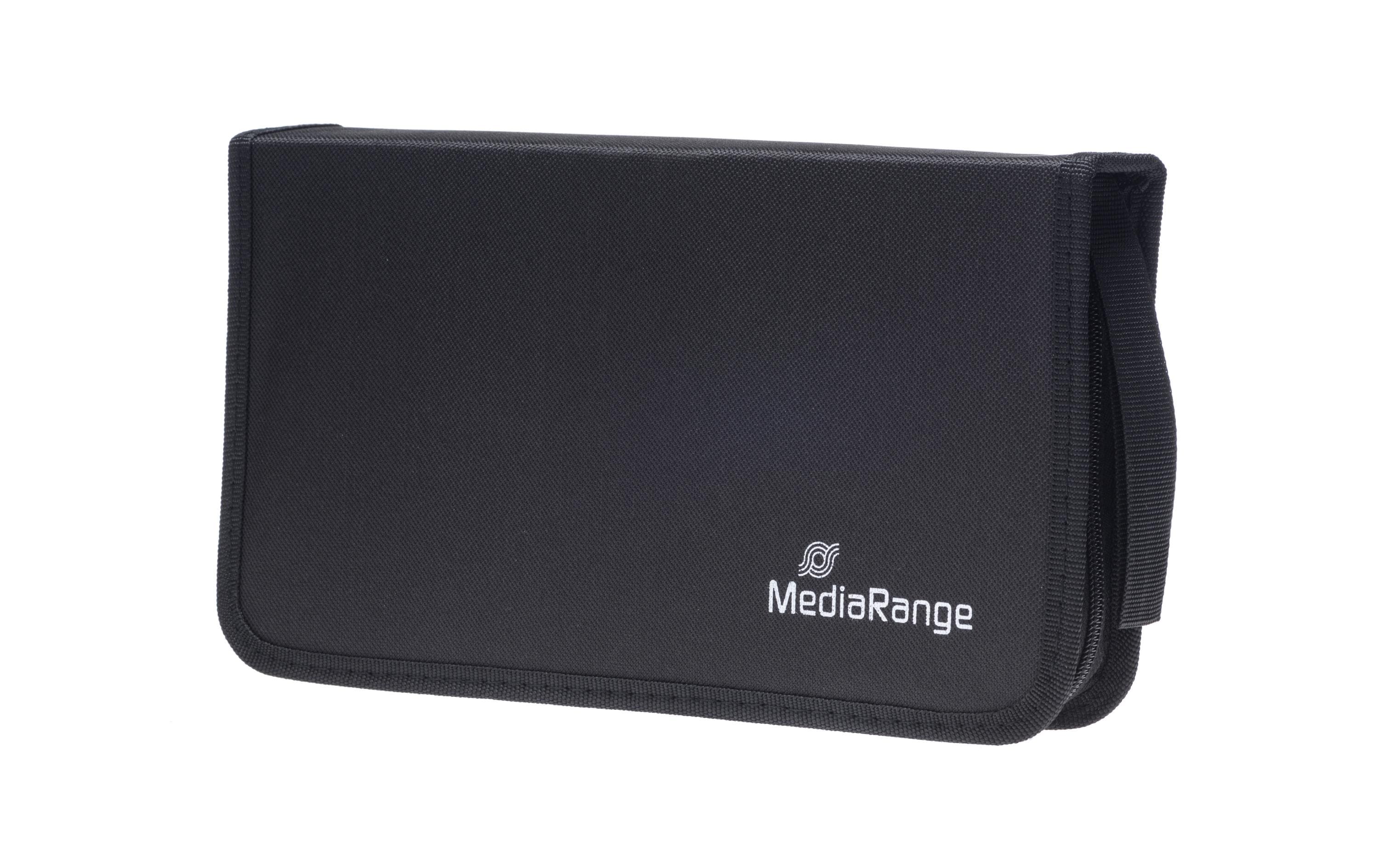 Mediarange CD-Tasche für 48 CDs, schwarz robuster Reissverschluss, Tragschlaufe