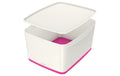 Leitz MyBox Gross mit Deckel weiss/pink, Aufbewahrungsbox , 18 Liter