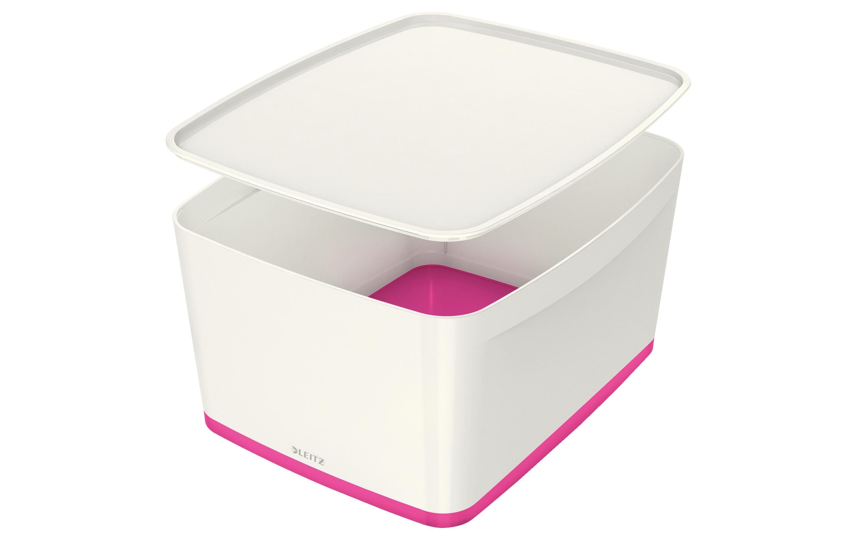Leitz MyBox Gross mit Deckel weiss/pink, Aufbewahrungsbox , 18 Liter