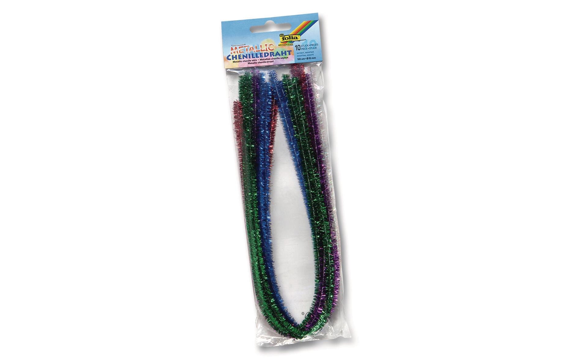 Folia Chenilledraht metallic Farben 10 Stück, 50cm, Durchmesser 8mm