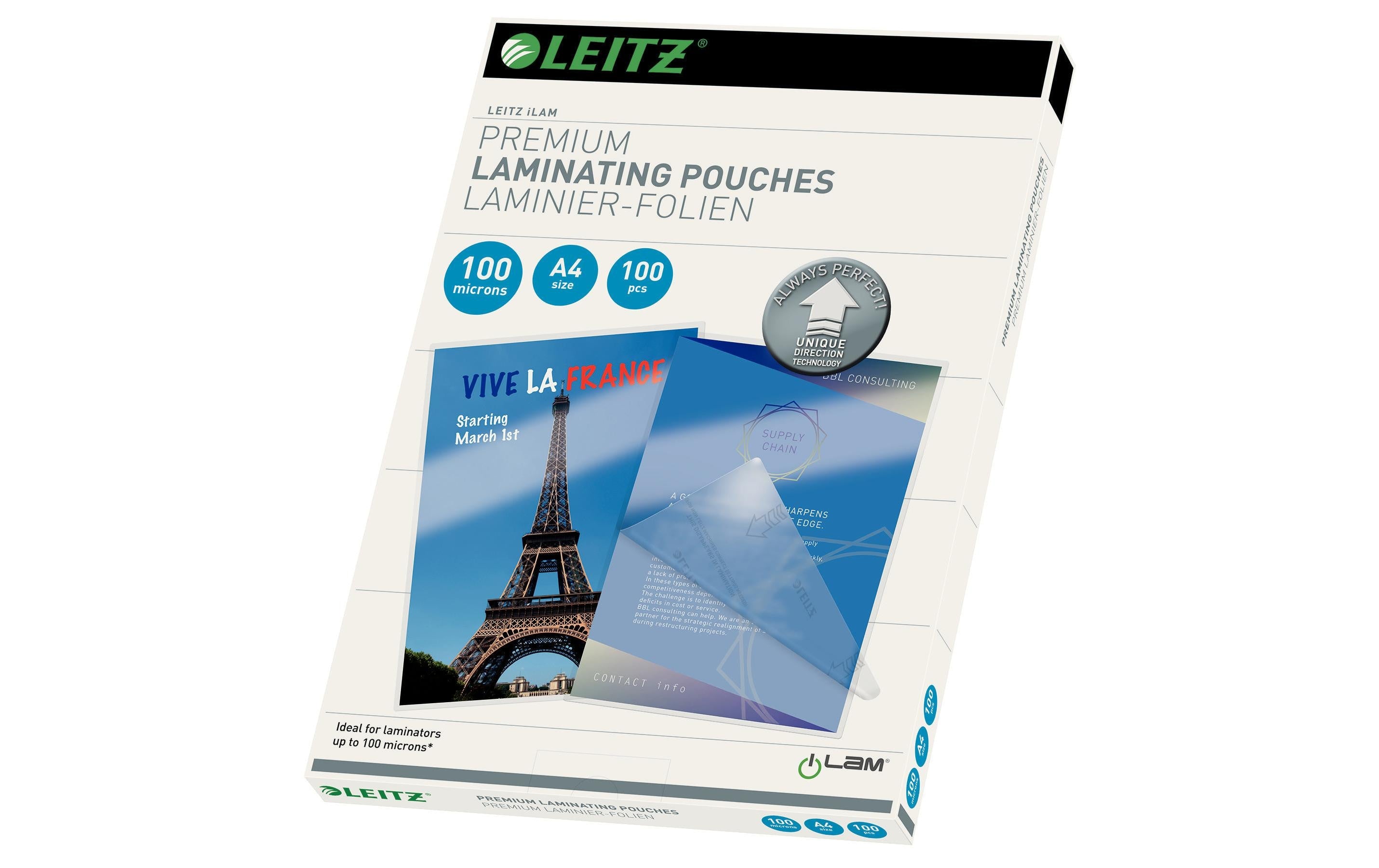 Leitz iLAM UDT Heisslaminierfolien A4 100 mic, 100 Stück
