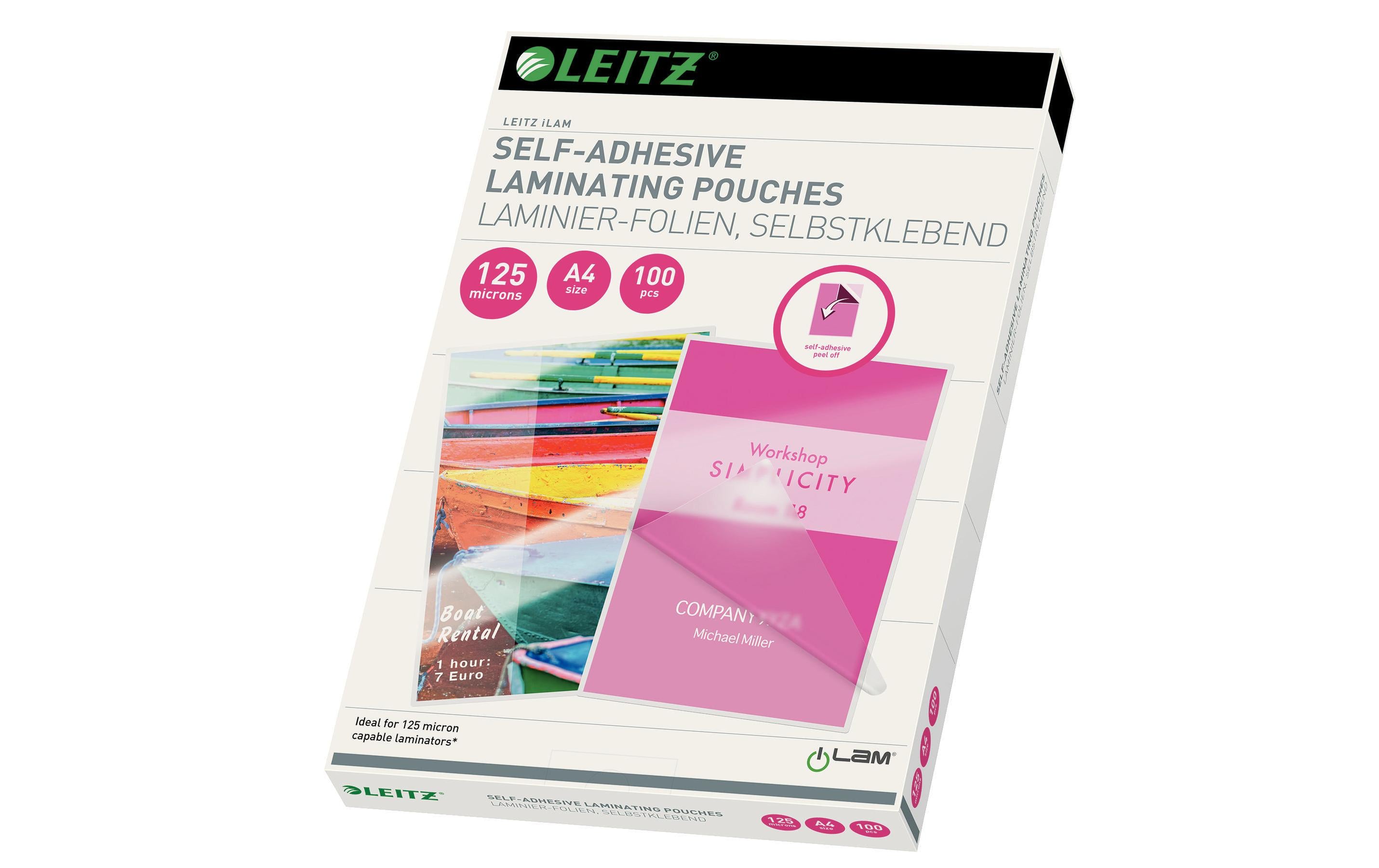 Leitz Heisslaminierfolien A4 125 mic, 100 Stück, selbstklebend