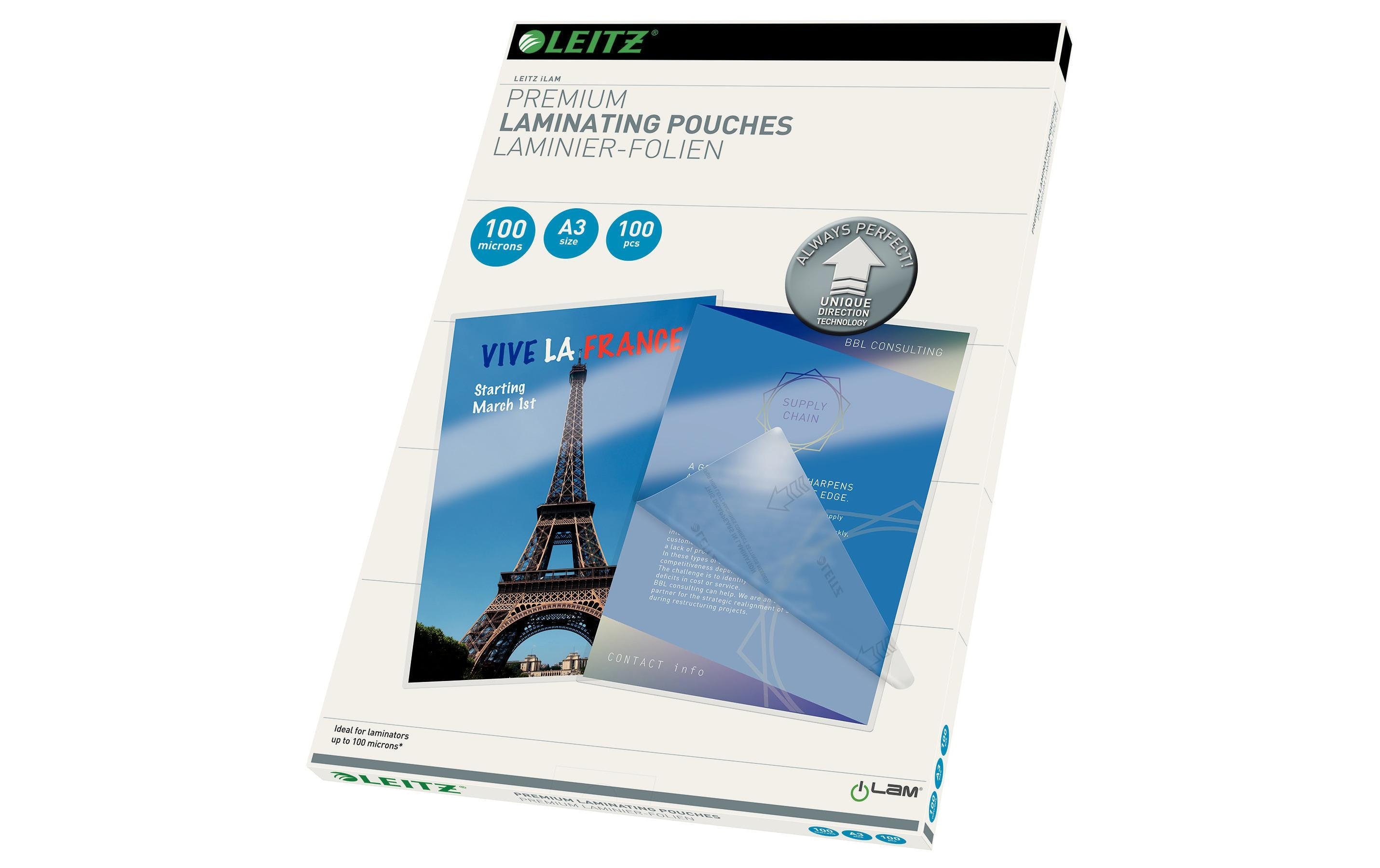 Leitz iLAM UDT Heisslaminierfolien A3 100 mic, 100 Stück