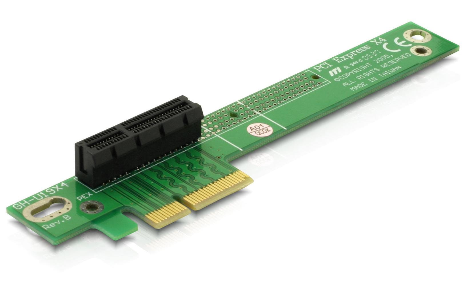 Delock PCI-Express Riserkarte, x4 zu x4 90° nach links gewinkelt
