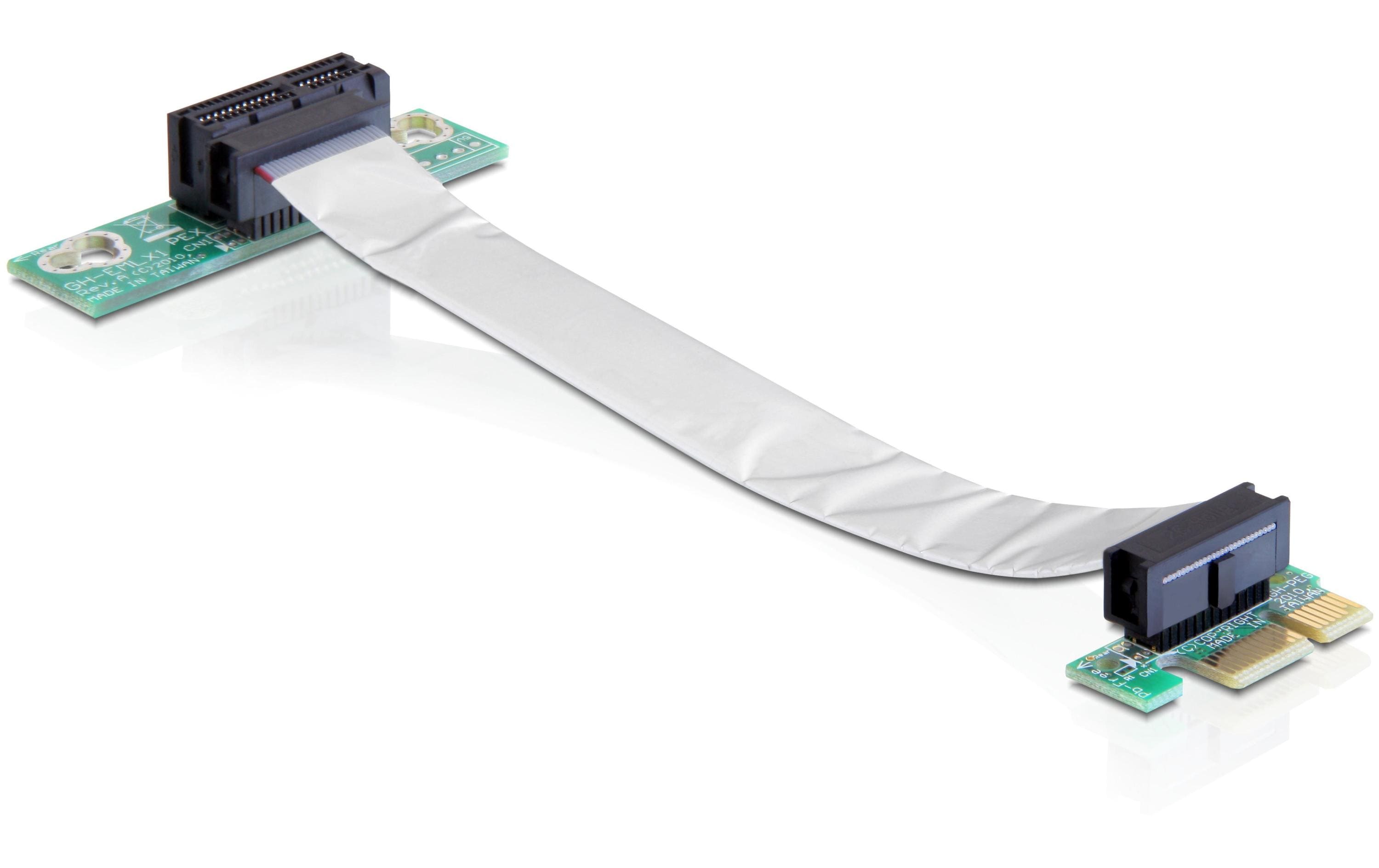 Delock PCI-Express Riserkarte, x1 zu x1 13cm Kabel flexibel,  links gewinkelt