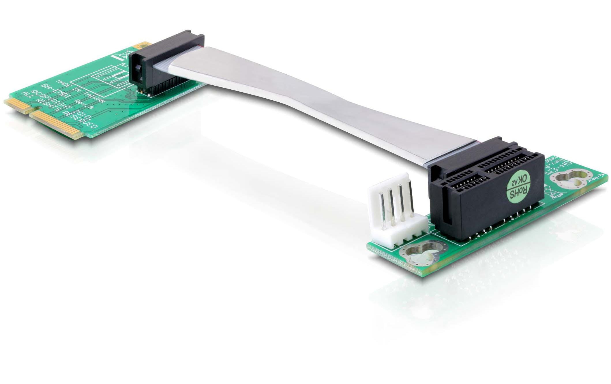 Delock Mini PCI-Express Riserkarteadapter Mini-PCIex1 zu PCIe-x1,13cm,links gerichtet