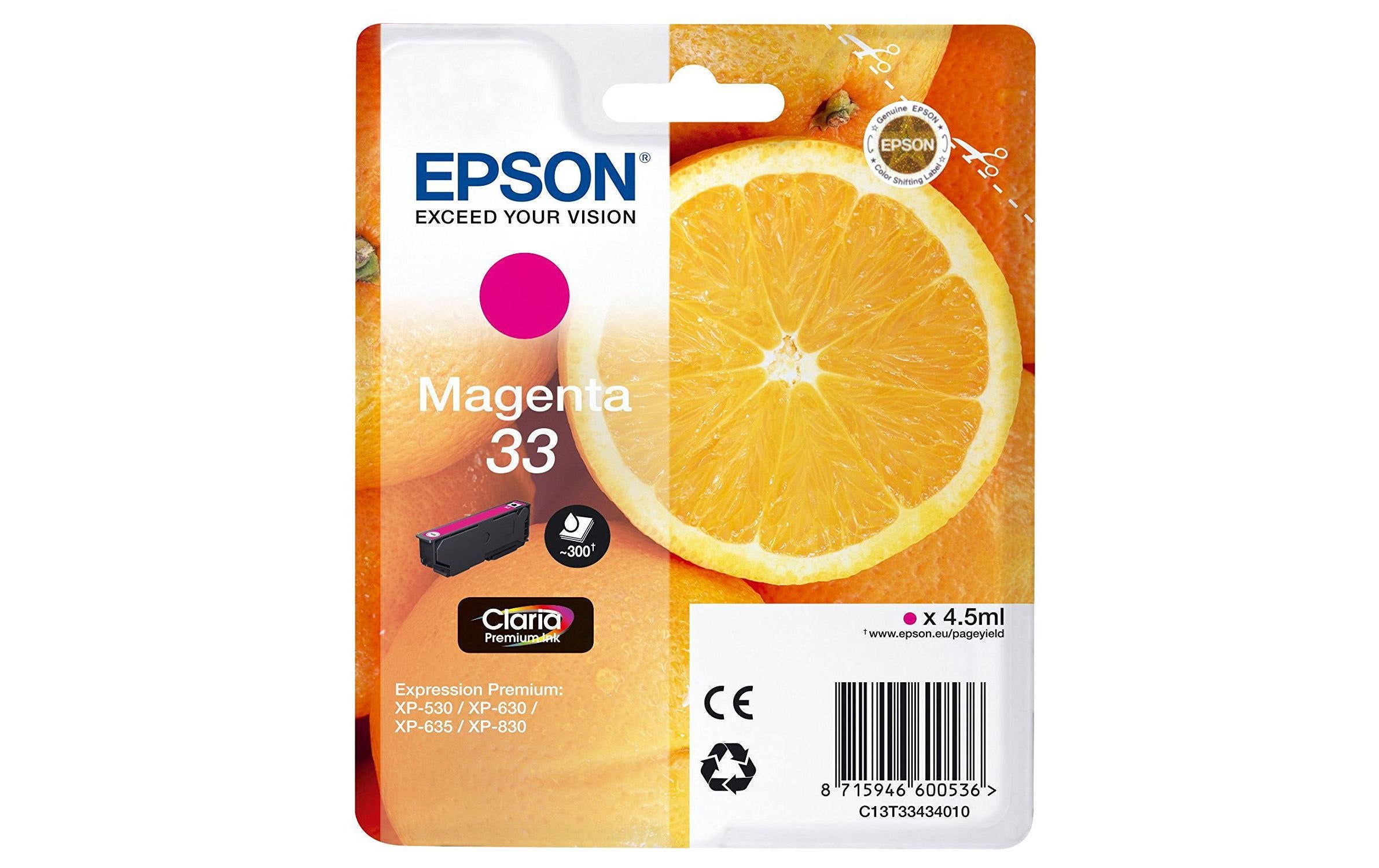 Tinte EpsonC13T33434012, magenta, 300 S Expression Home XP-530, XP-630, XP-635/830