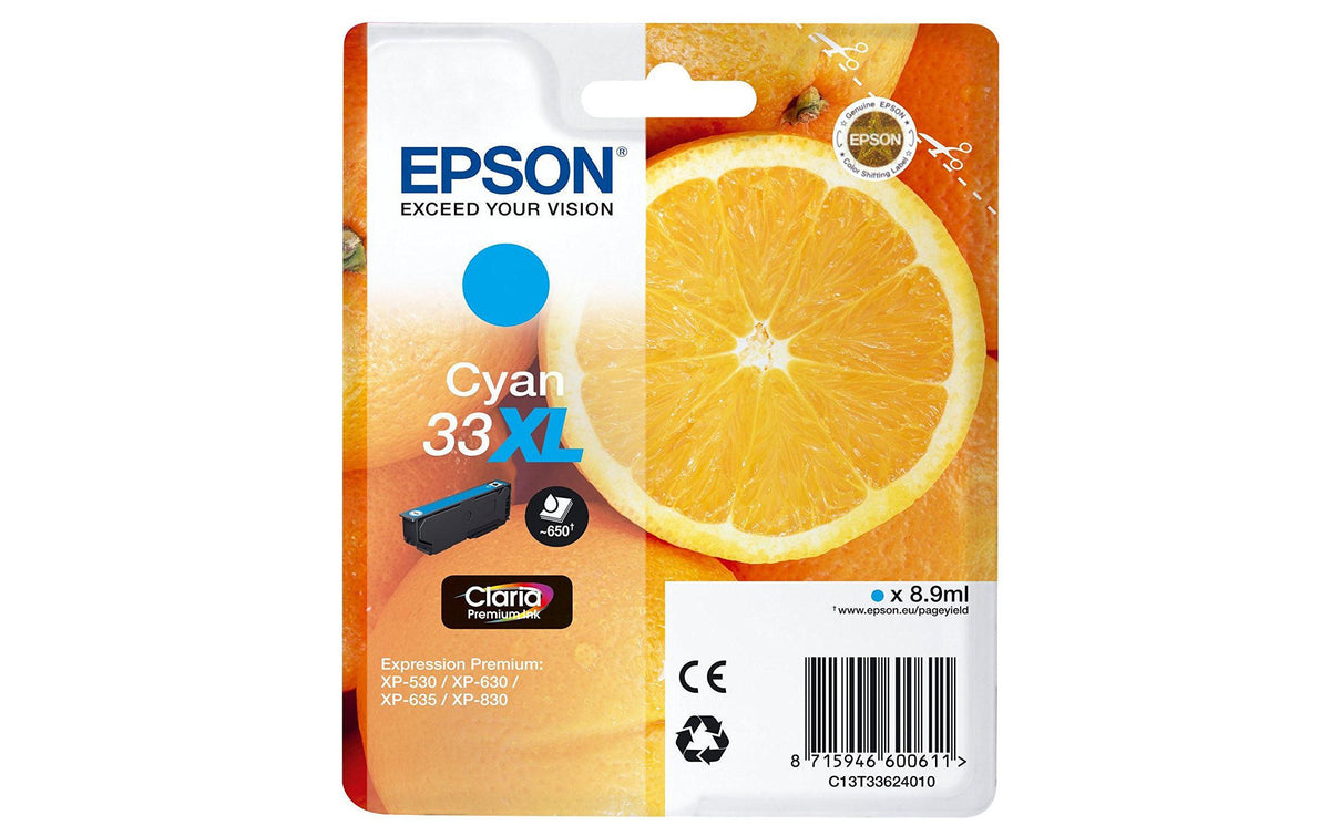Tinte Epson C13T33624012, cyan, 650 Seiten Expression Home XP-530, XP-630, XP-635/830