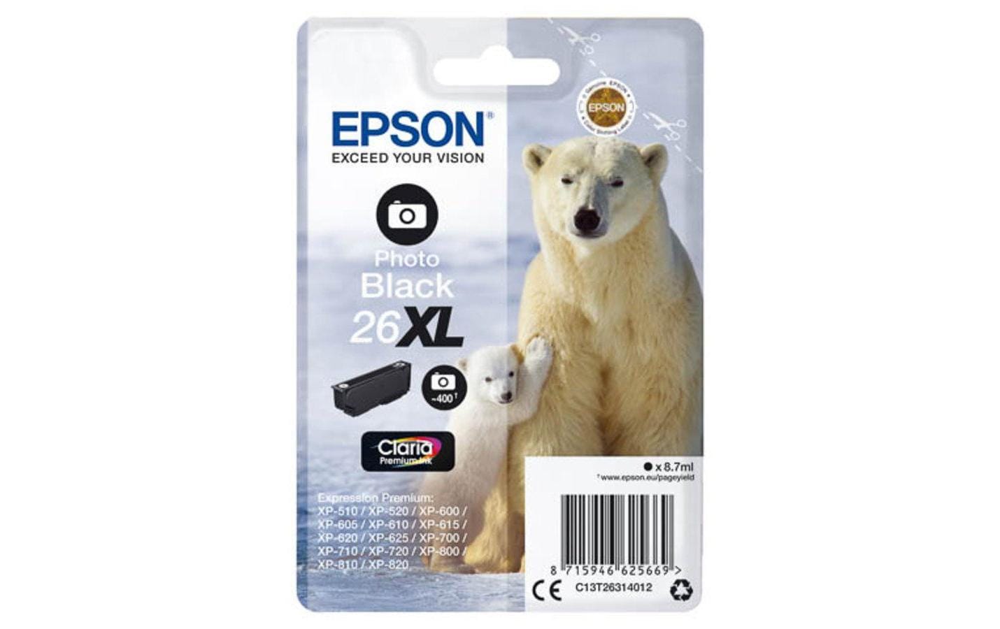 Tinte Epson C13T26314012 XL, photo schwarz Expression Premium XP-600, XP-605