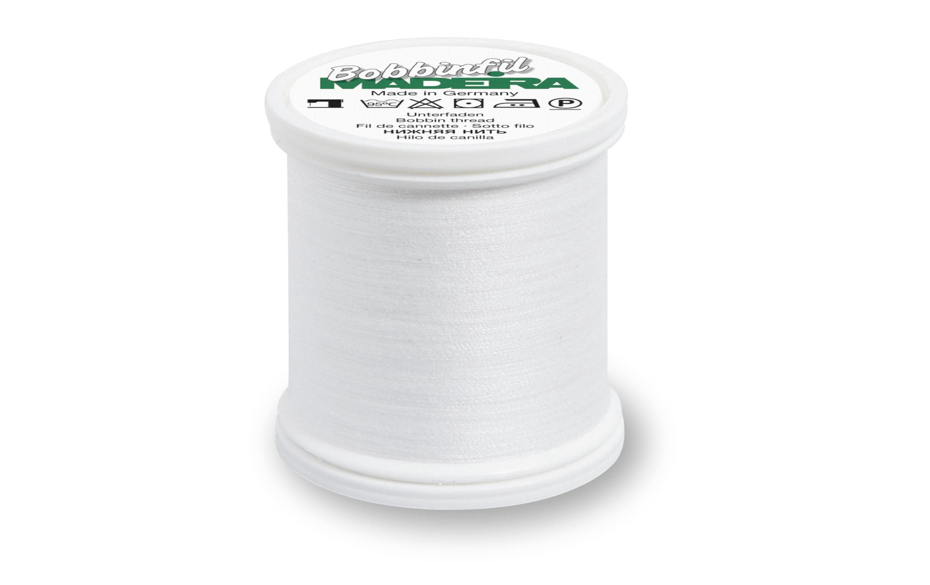 Madeira Unterfaden Bobbinfil Nr 60 weiss 1 Spule à 1000m, Polyester