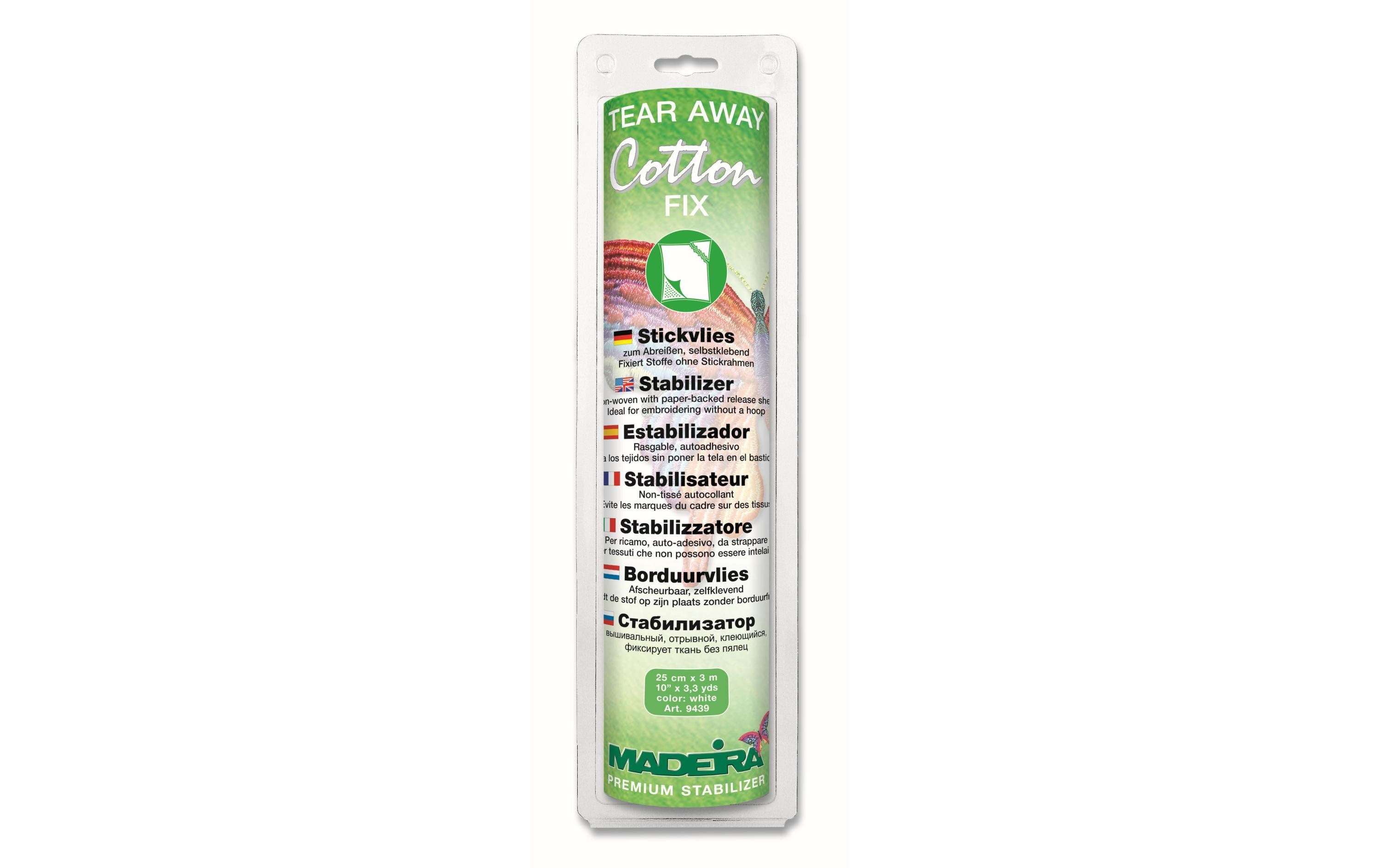 Madeira Stickflies Tear Aways Cotton Fix weiss, 1 Rolle 30 x 3m