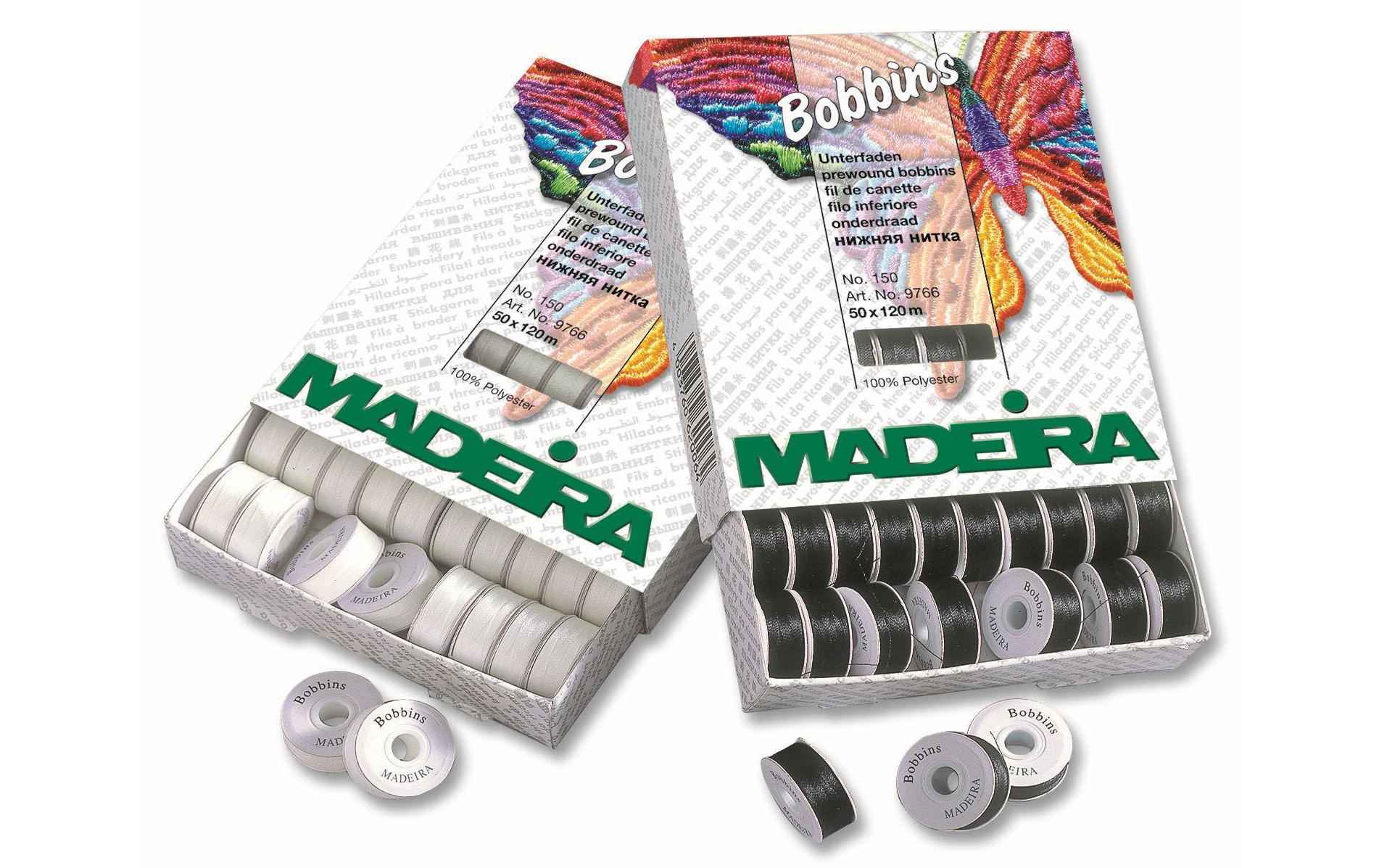 Madeira Unterfaden Bobbins schwarz 50 Stk. 50 Spulen à 120m