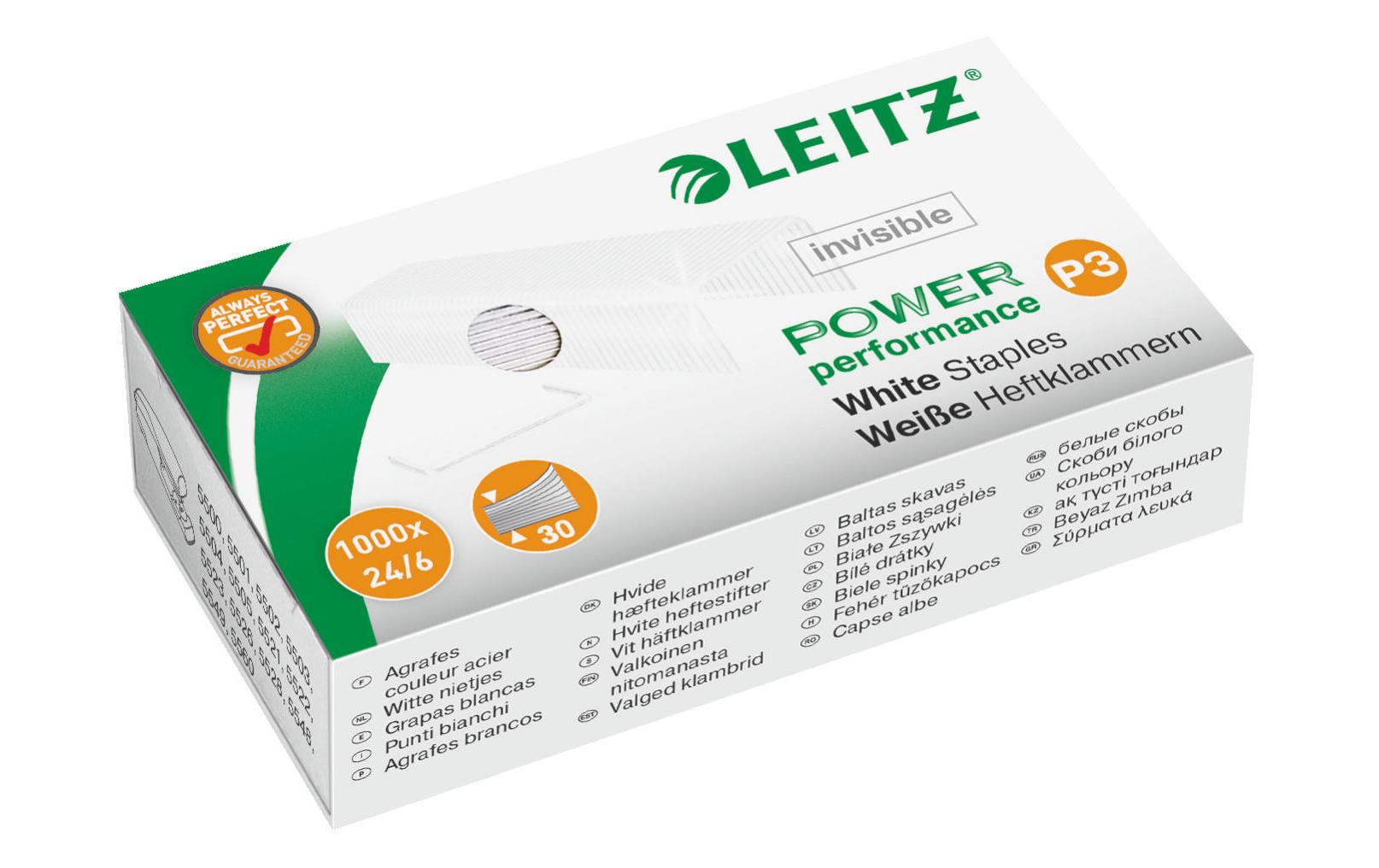 Leitz Power Performance P3 Heftklammern weiss, 24/6, 1000 Stück, bis 30 Blatt