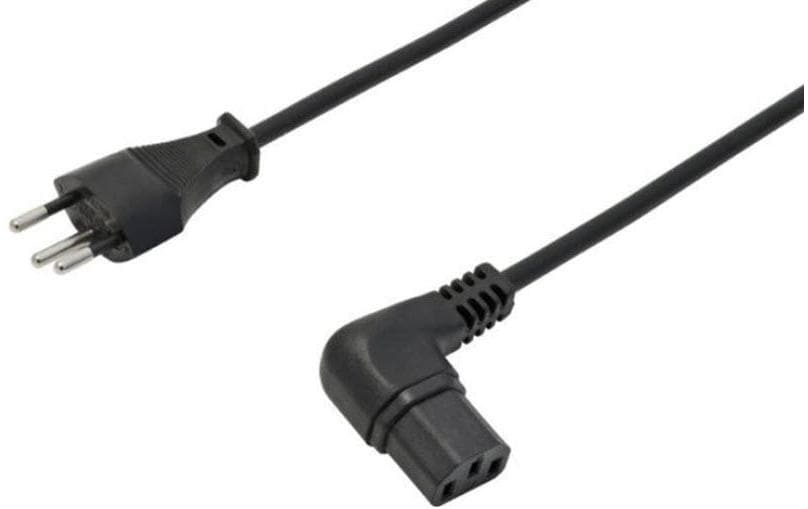 Netzkabel T12 - C13, 2 m schwarz C13 gewinkelt