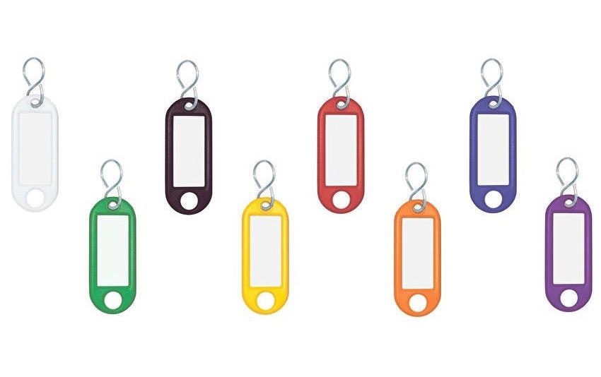 Wedo Schlüsselanhänger, 100 Stk. farbig assortiert, mit S-Haken