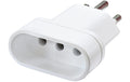 Reiseadapter 3-Pol Italien / Schweiz Stecker Schweiz / Buchse Italien, weiss