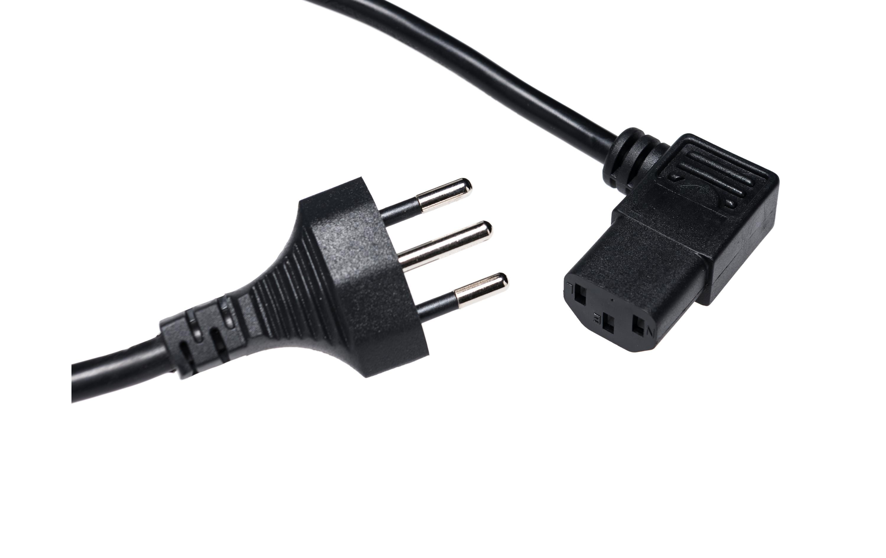 Netzkabel T12-C13 90 seitlich gewinkelt li 5 m, 3x 1 mm2, schwarz