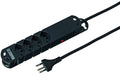STEFFEN Steckerleiste STEBA VARIABL, 4xT13 3m Kabel, schwarz, Reset-Knopf, mit Magnet