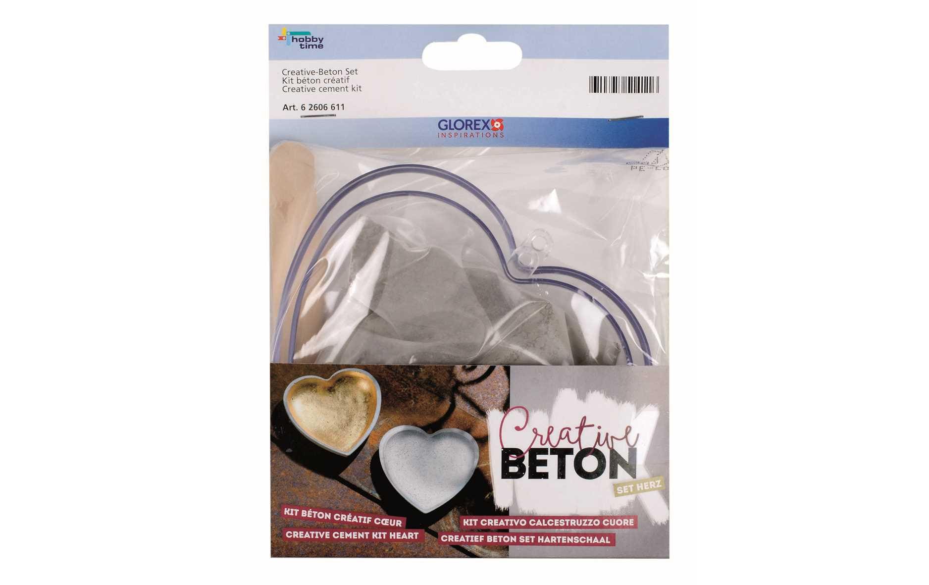 Glorex Creative-Beton Set Beton, 2 x  Plexiglasformen Herz, Anleitung