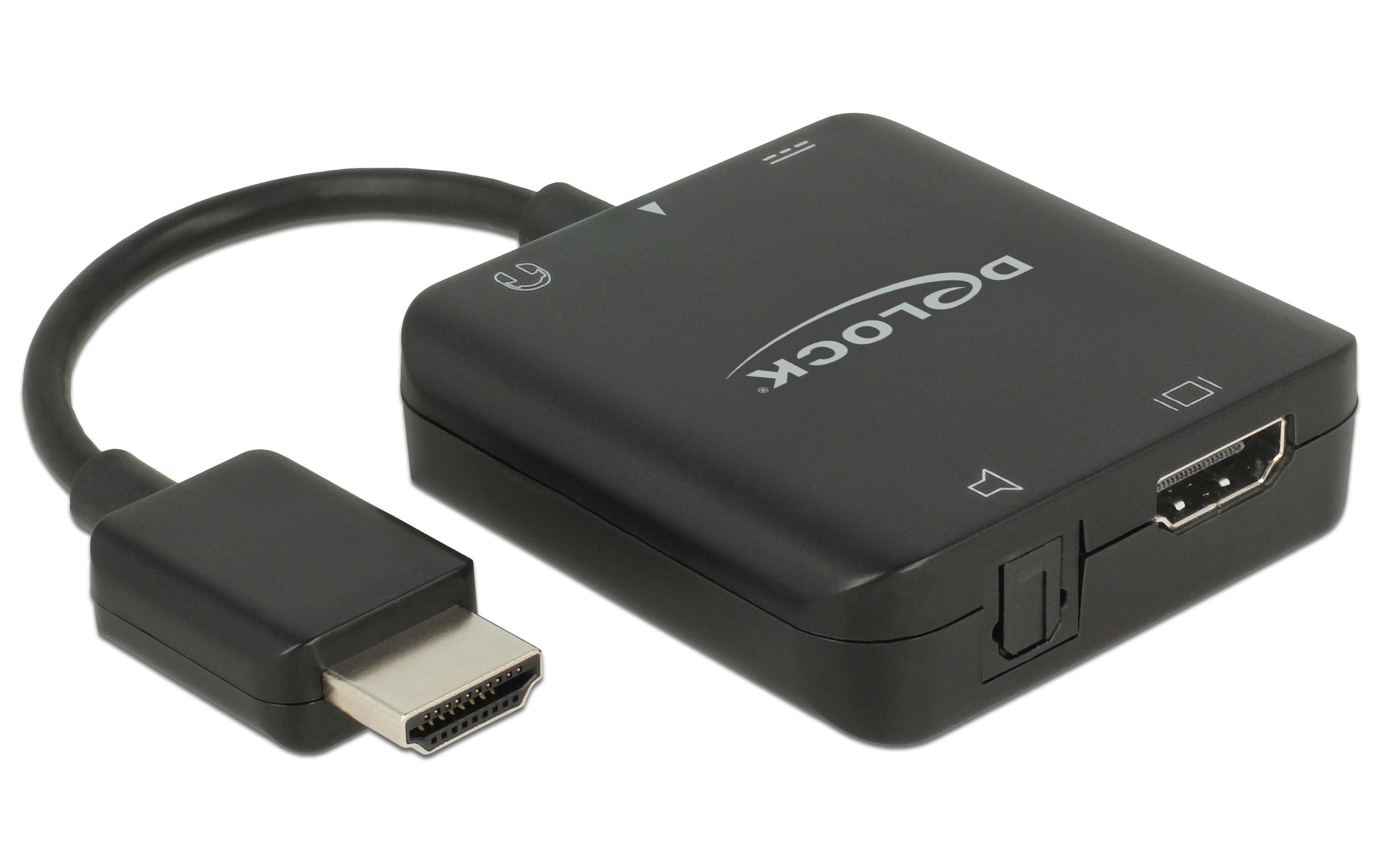 Delock HDMI Audio 5.1 Extractor, 4K, 30Hz TOSLINK, S/PIF, 3.5mm Klinke, USB-Strom