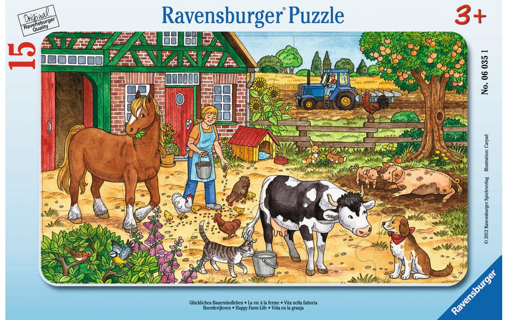 Glückliches Bauernhofleben Alter: 3+, 15 T. Rahmenpuzzles