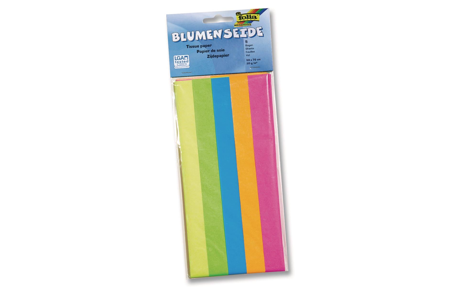 Folia Seidenpapier Neon 5 Bogen, Grösse 12.5x25cm