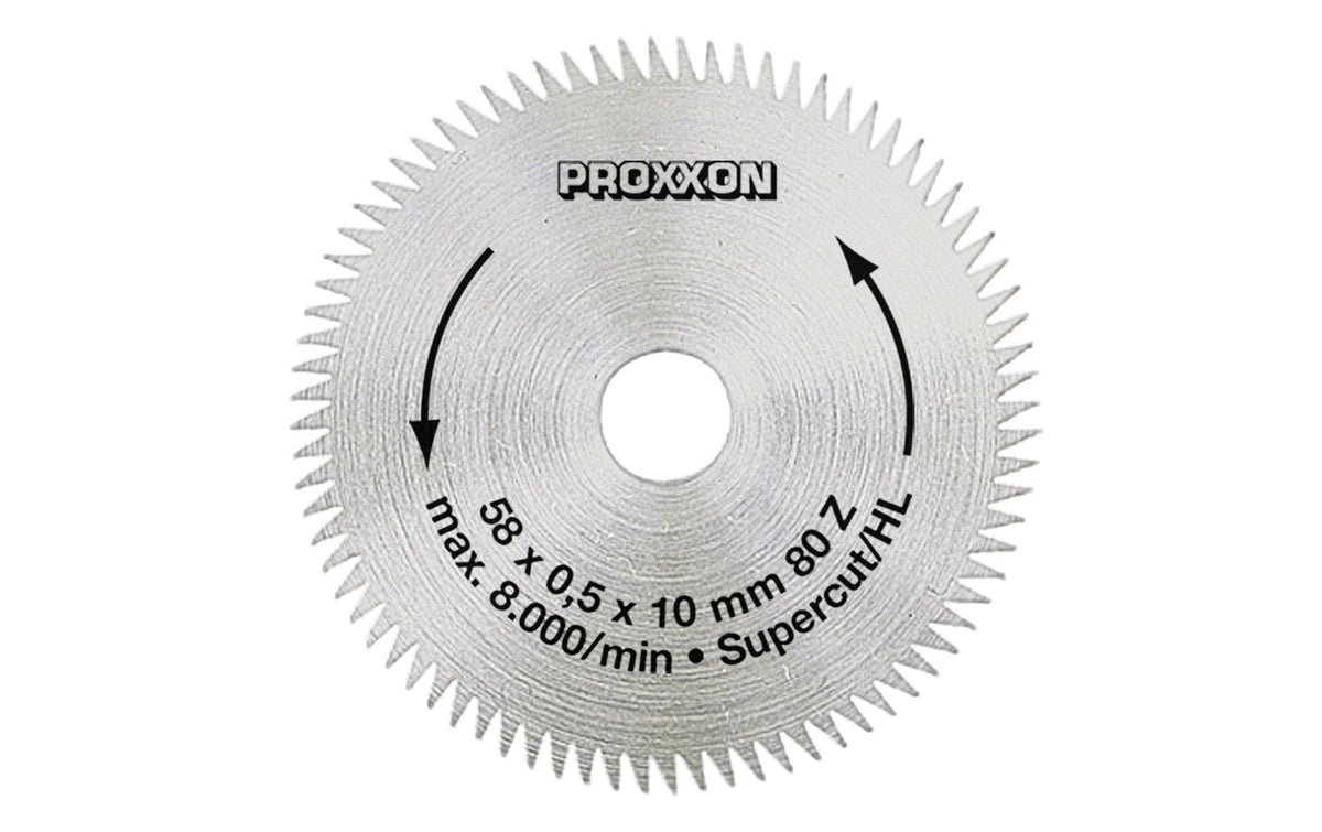 Proxxon Kreissägeblatt "Super-Cut" Ø58 10mm-Bohrung, 0.5mm dick, 80 Zähne