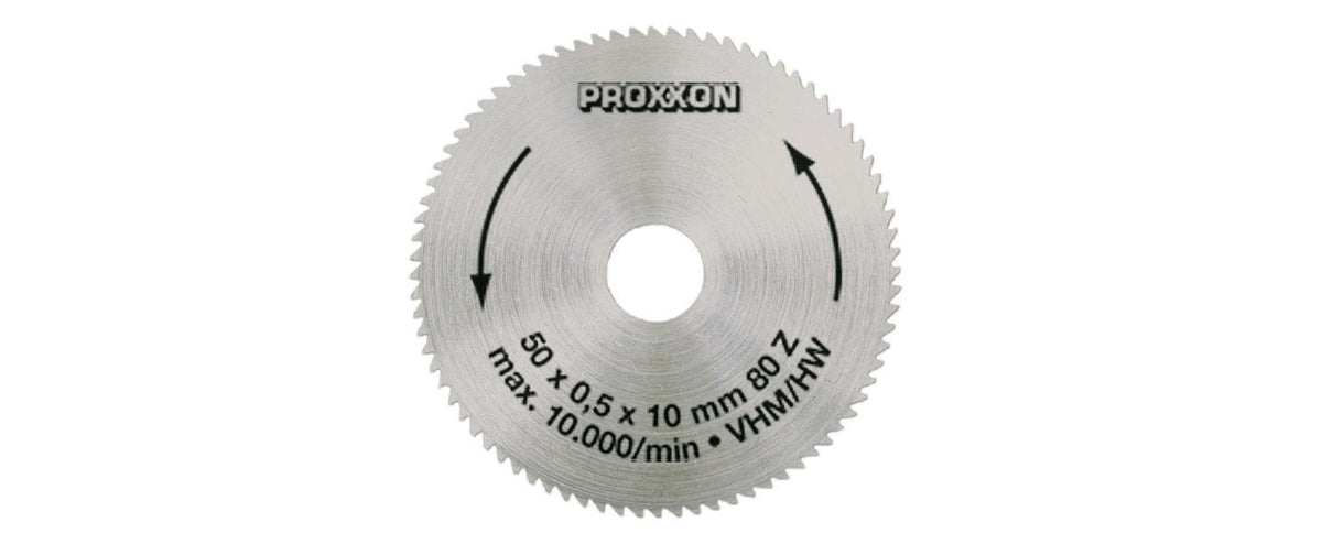 Proxxon Voll-Hartmetall-Sägeblatt d: 50mm, 10mm-Bohrung, 0.5mm dick
