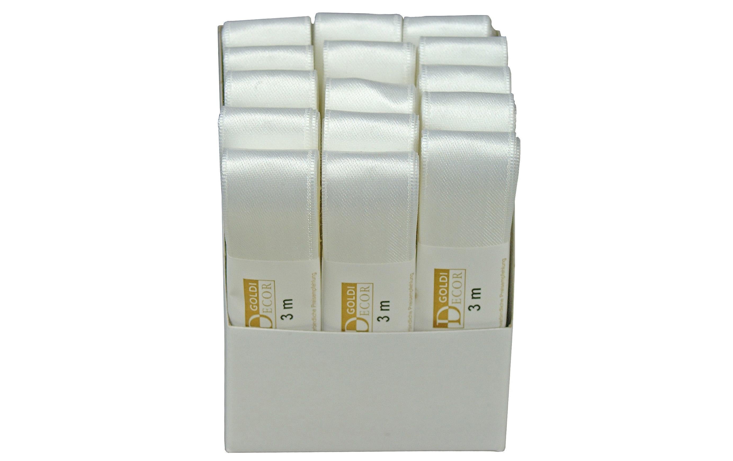 Goldina Doppelsatin-Band 25 mm Strängchen à 3 m, weiss