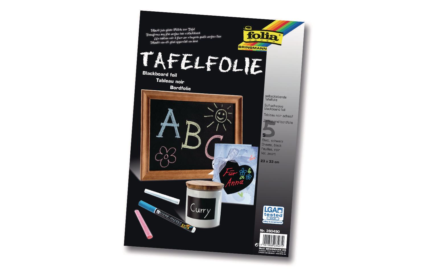 Folia Tafelfolie selbstklebend 5 Stück, Grösse 23x33cm