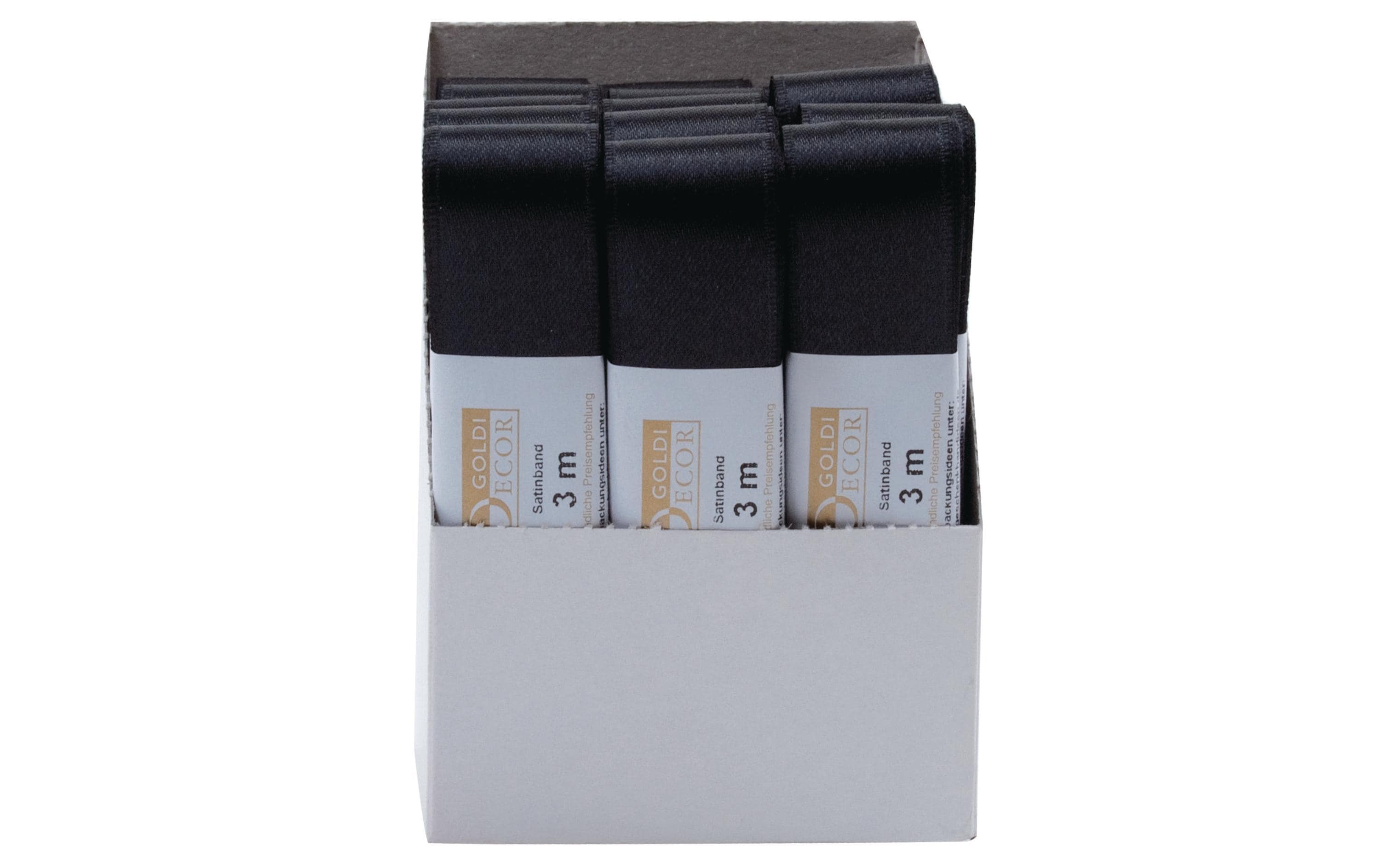 Goldina Doppelsatin-Band 25 mm Strängchen à 3 m, schwarz