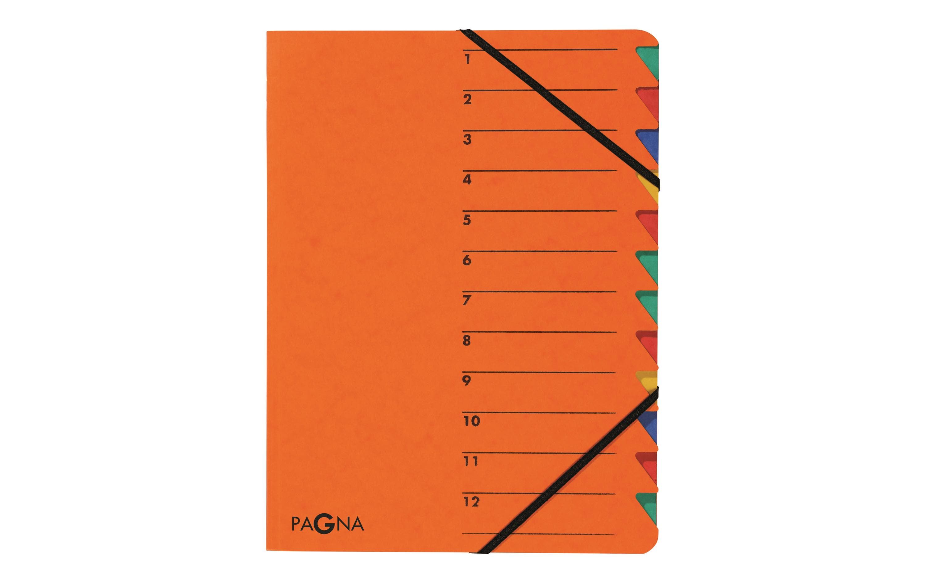 Pagna Ordnungsmappe  Easy mit Gummiband A4 orange, 12teilig, 1-12