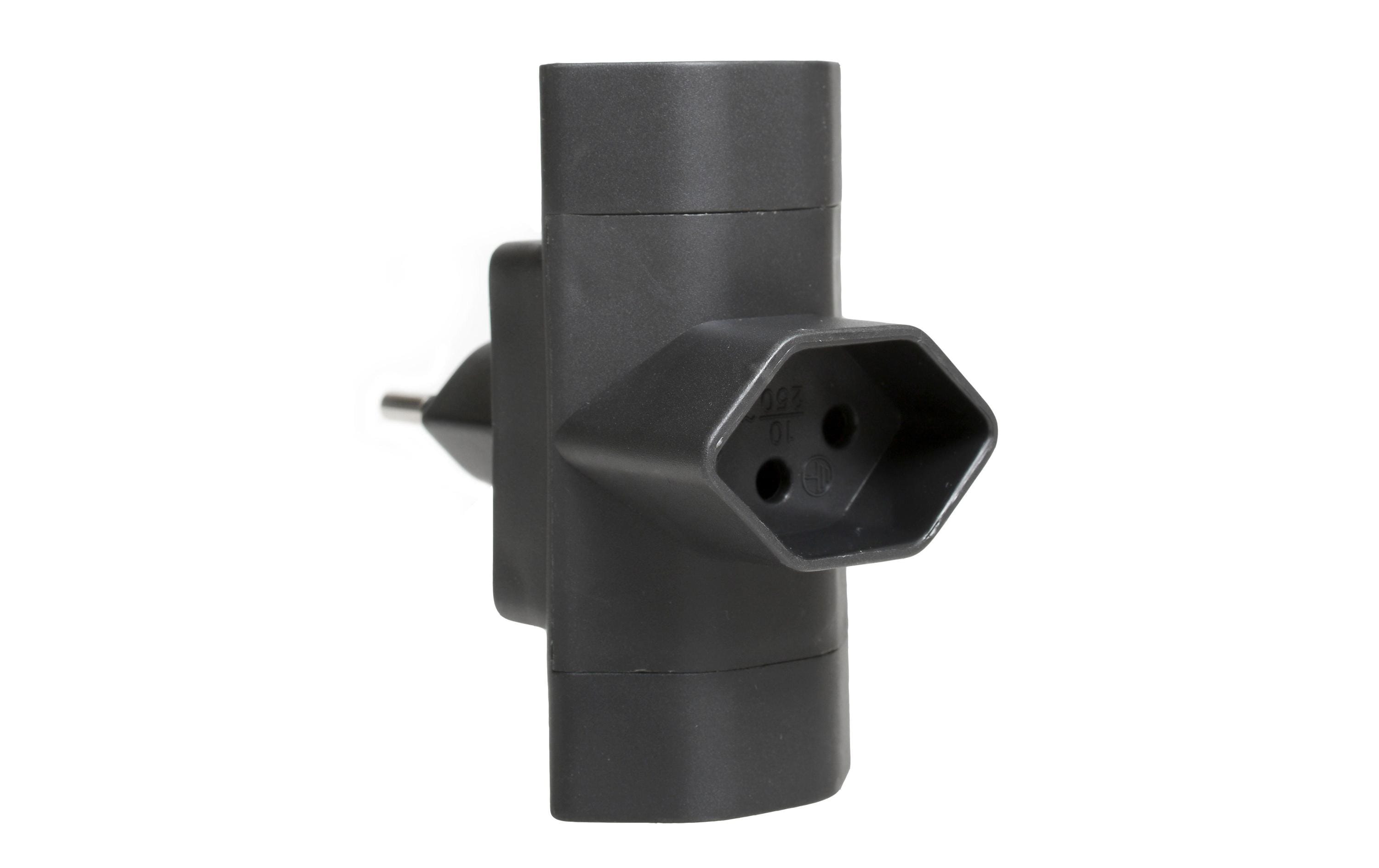 Schönenberger Abzweigstecker 3x T13 schwarz vertikal, ohne Kinderschutz