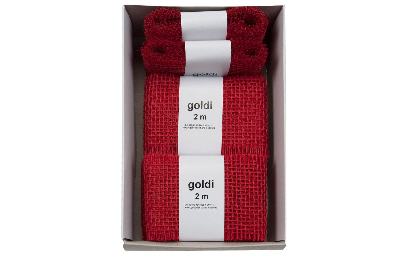Goldina Juteband 6 cm Strängchen à 2 m, rot