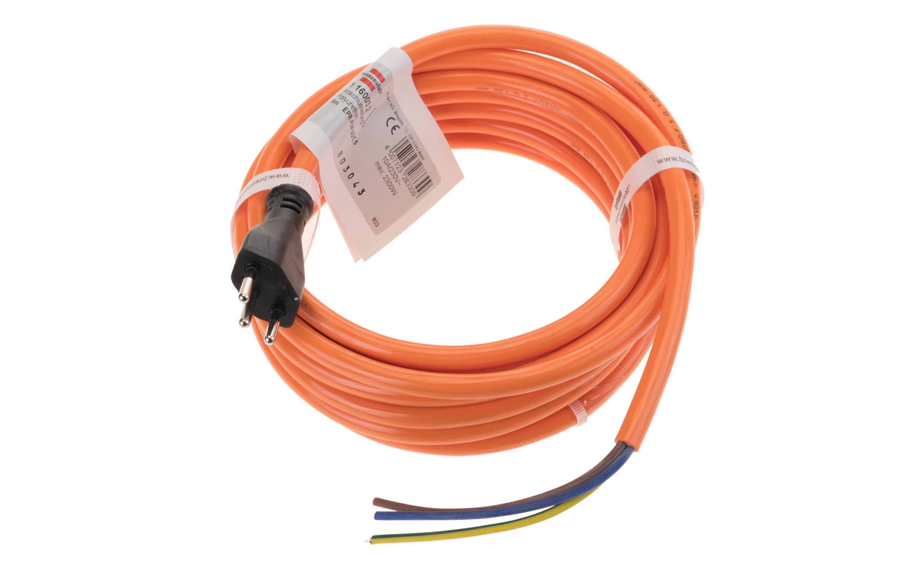 Anschlussleitung PU mit einseitigem Stecker 5m, orange, 3-polig, T12