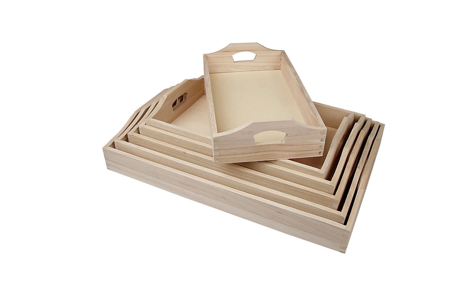 Creativ Company Holz-Tablett 6er Set