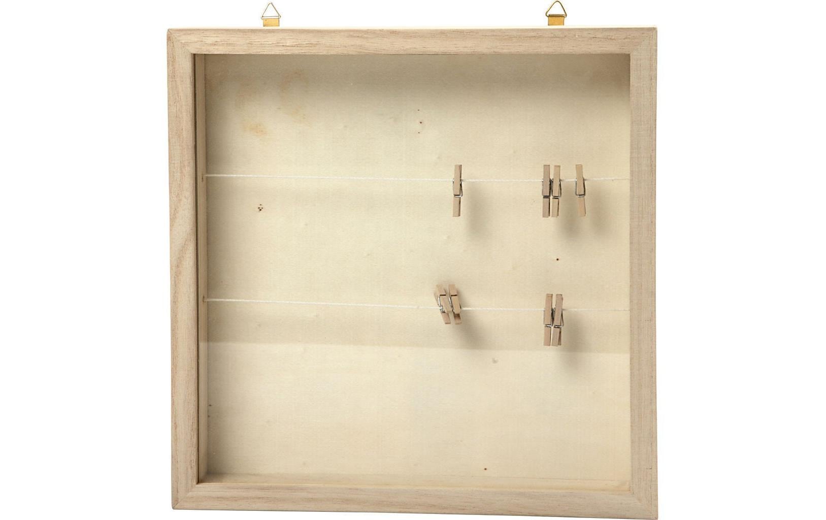 Creativ Company 3D-Bilderrahmen 23 x 23 x 3.5 cm, Leinen und Wäscheklammern