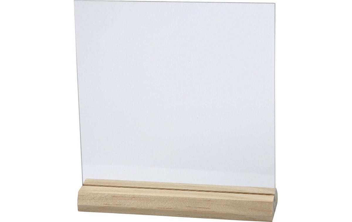 Creativ Company Glasplatte mit Holzständer 10 Sets, 15.5 x 15.5 cm, 28 mm