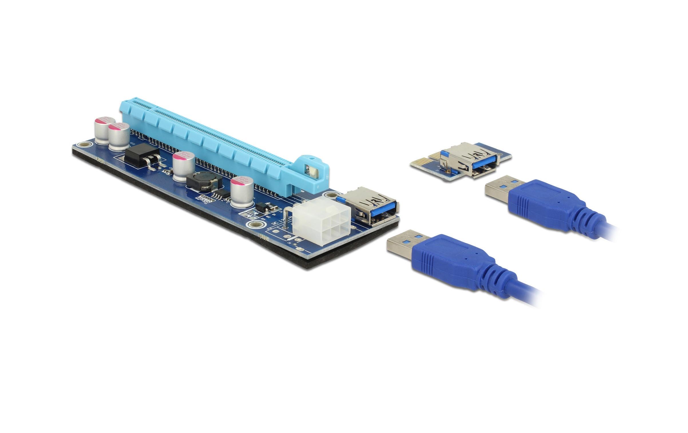 Delock PCI-Express Riserkarte, x1 zu x16 flexible Montage, 60cm, für Cryptomining