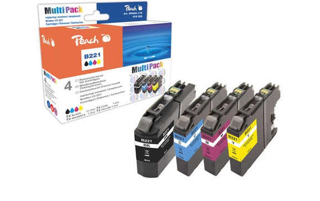 Peach Tinte Brother LC-221 Multipack je 1x bk, c, y, m + 1x bk gratis