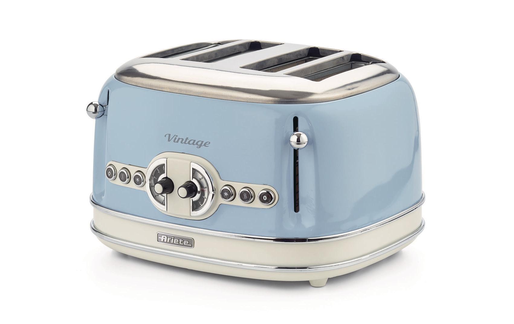 Ariete Toaster Vintage mit 4 Schlitze blau 1600 W, 4 Schlitze