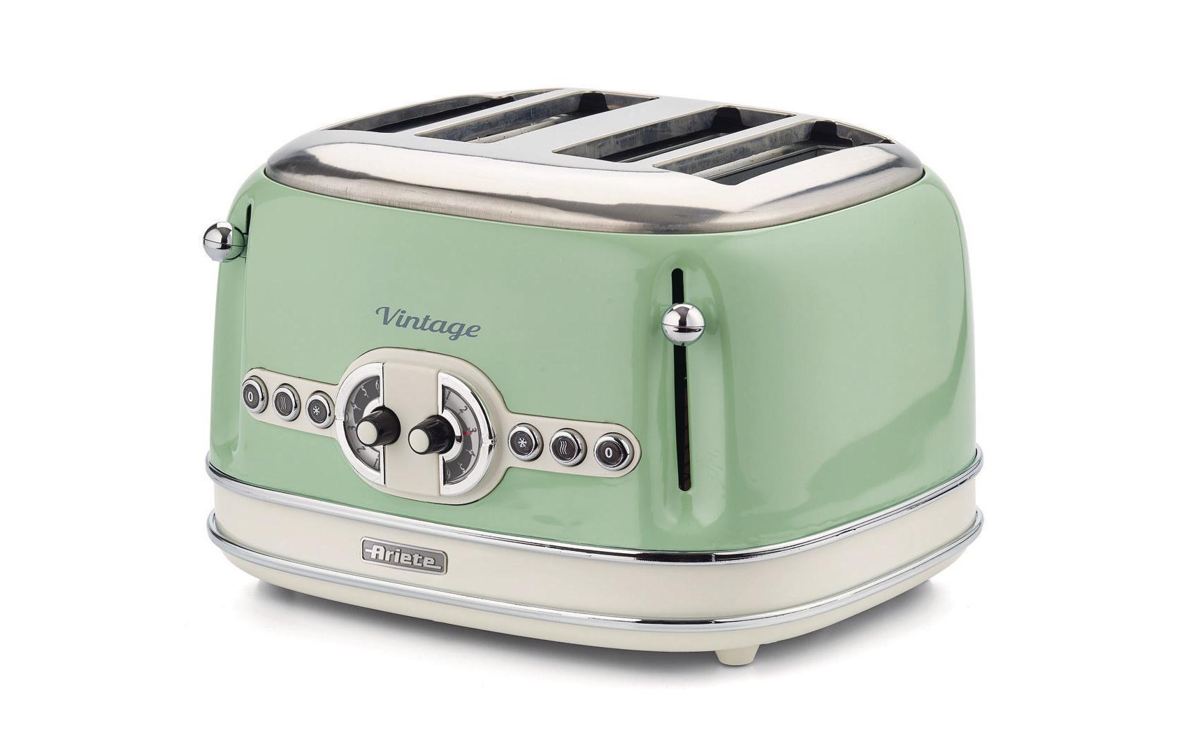 Ariete Toaster Vintage mit 4 Schlitze grün 1600 W, 4 Schlitze