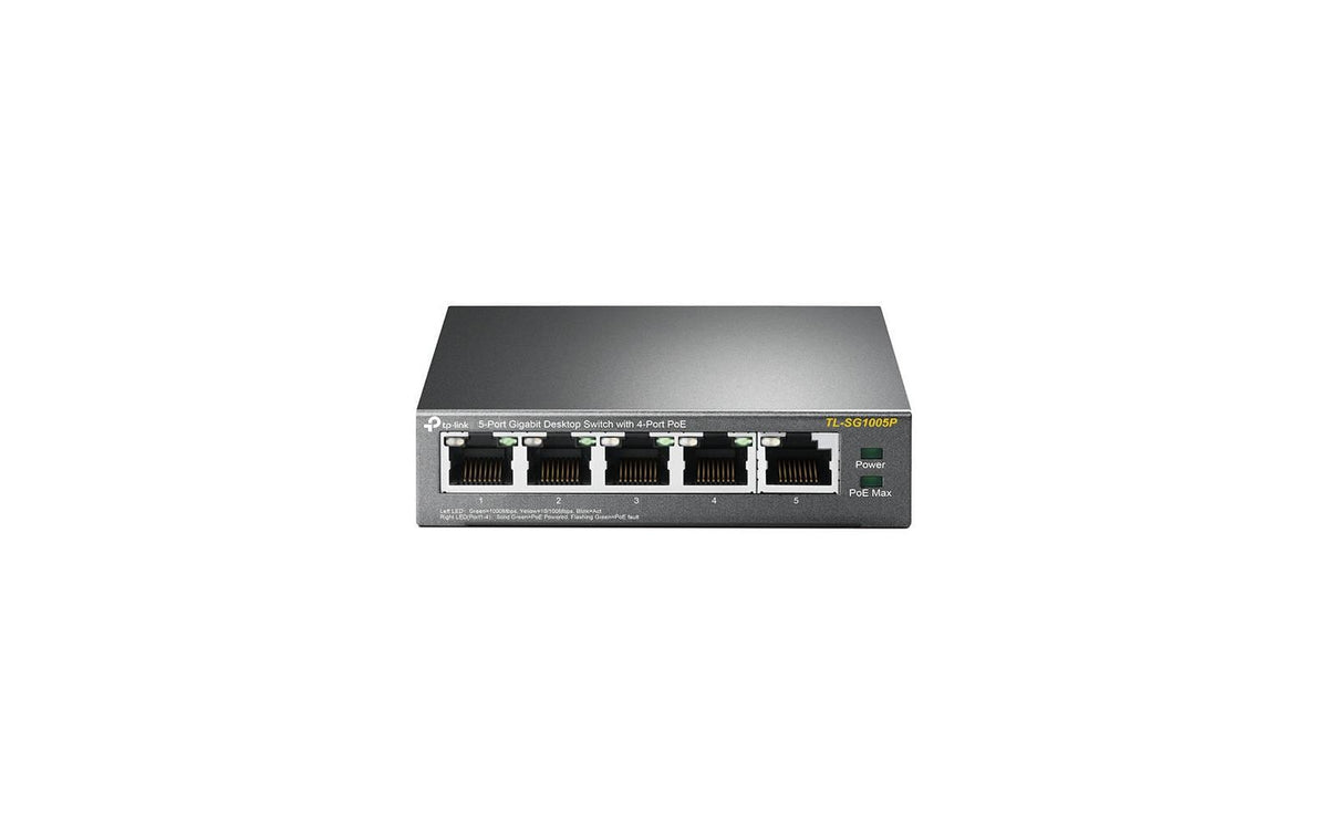 TP-Link TL-SG1005P:5Port Desktop PoE Switch 5x GE Ports, 4x 802.3af PoE, 56W PoE Budget