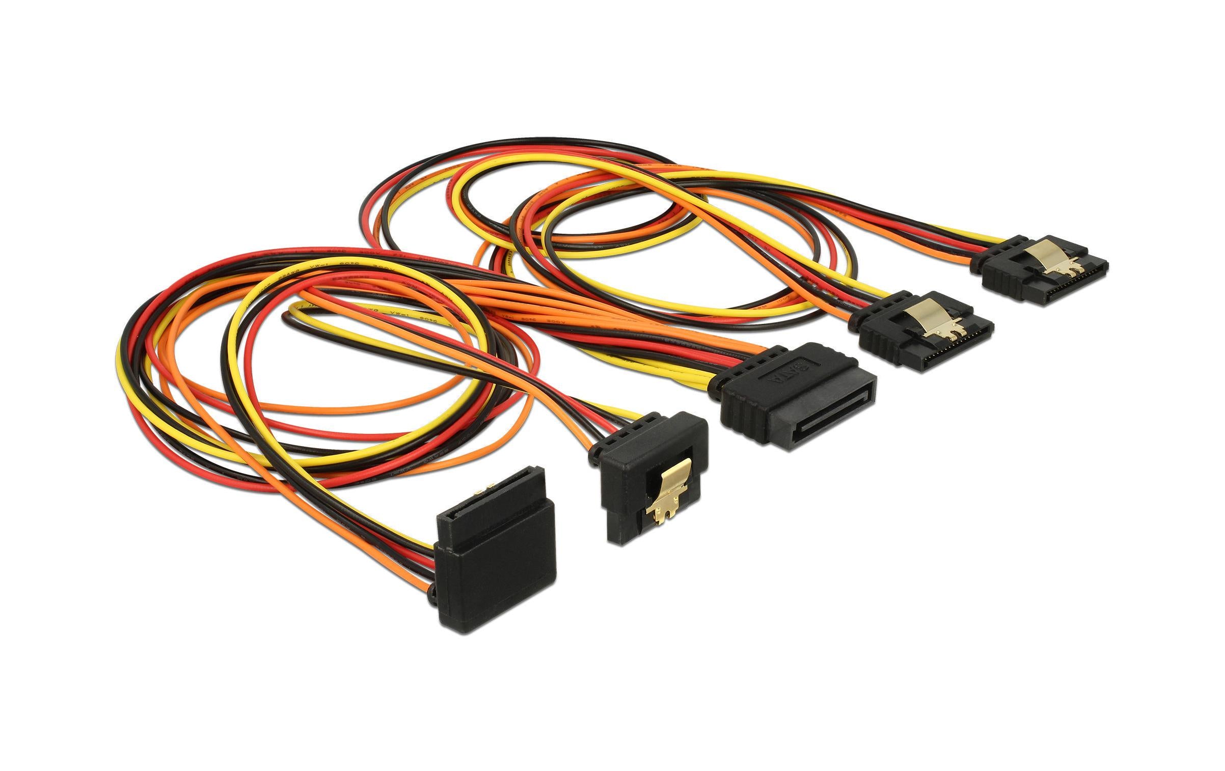 Delock SATA Stromadapter 4x SATA, gewinkelt 50cm, fü 12V / 5V / 3.3V SATA Geräte