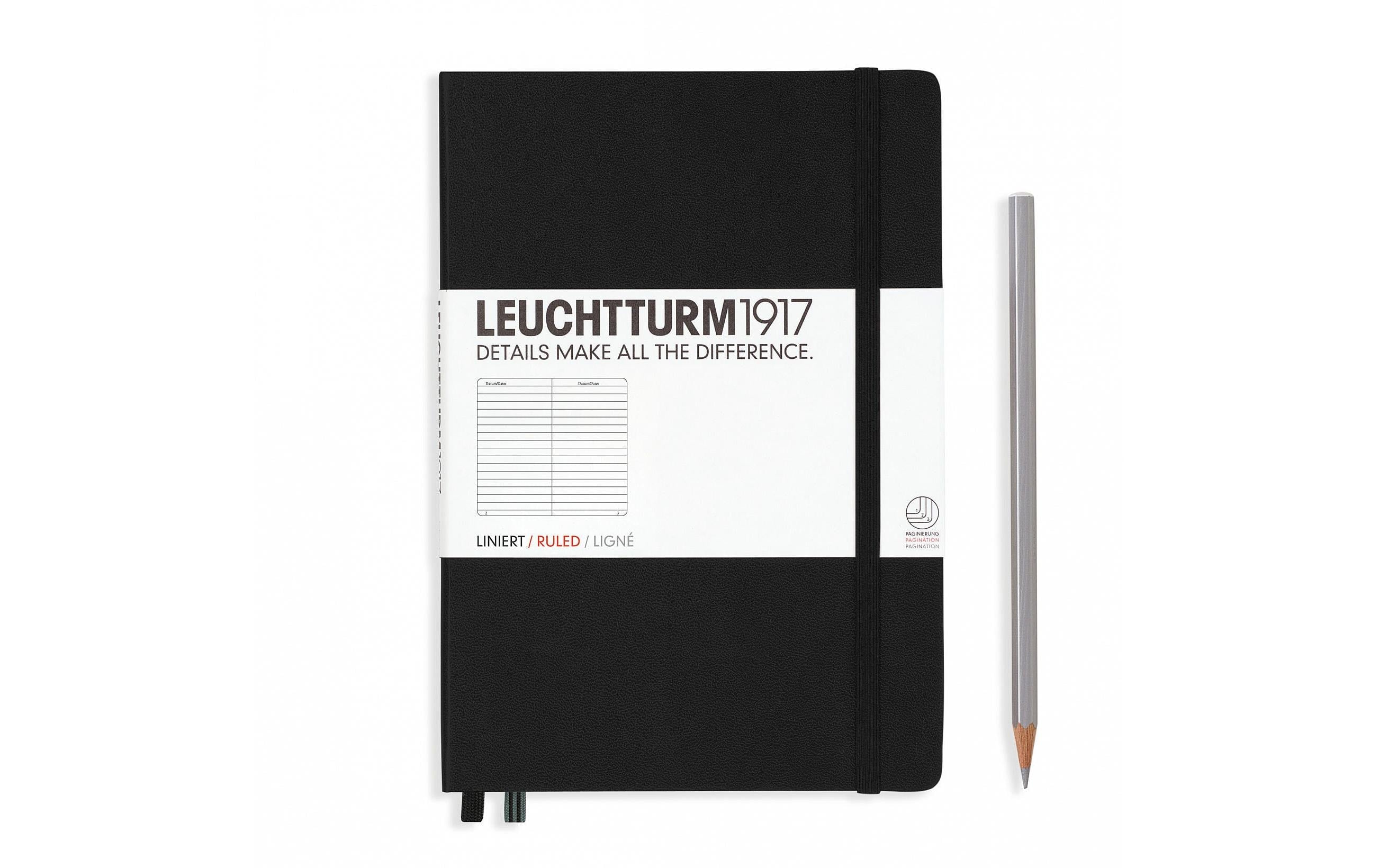 Leuchtturm Notizbuch Medium A5 liniert schwarz, 249 Seiten