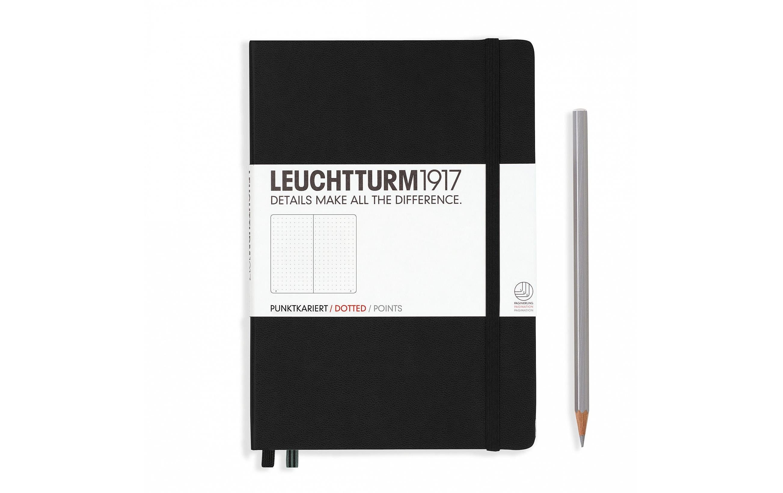 Leuchtturm Notizbuch Medium A5 dotted schwarz, 249 Seiten