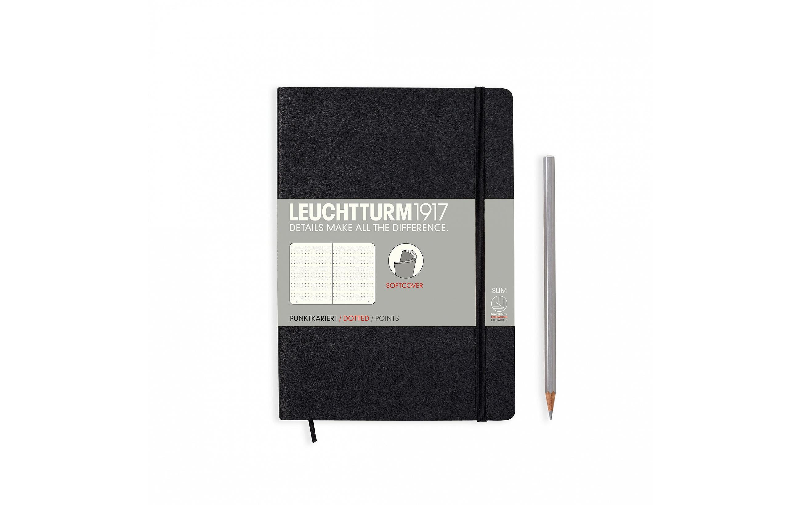 Leuchtturm Notizbuch Softcover A5 dotted schwarz, 121 Seiten